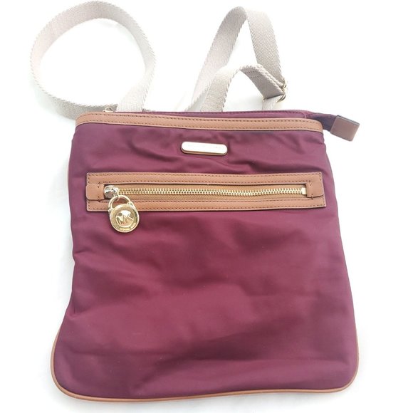 Michael Kors Women Kempton Burgundy Inner Pockets Adjustable Strap Crossbody Bag - Picture 1 of 15
